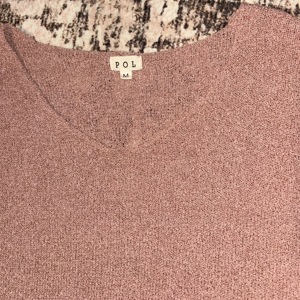 POL Mauve V-Neck Cropped Thin Sweater Women’s Medium - Picture 2 of 4
